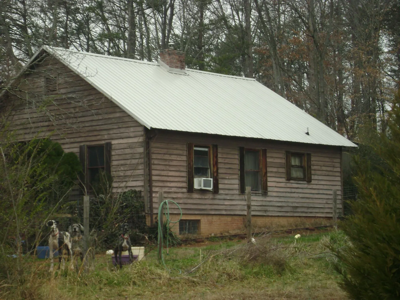 White metal roof on an old wood sided farmhouse, from a Asphalt Shingle Roof Repair job in Riceville